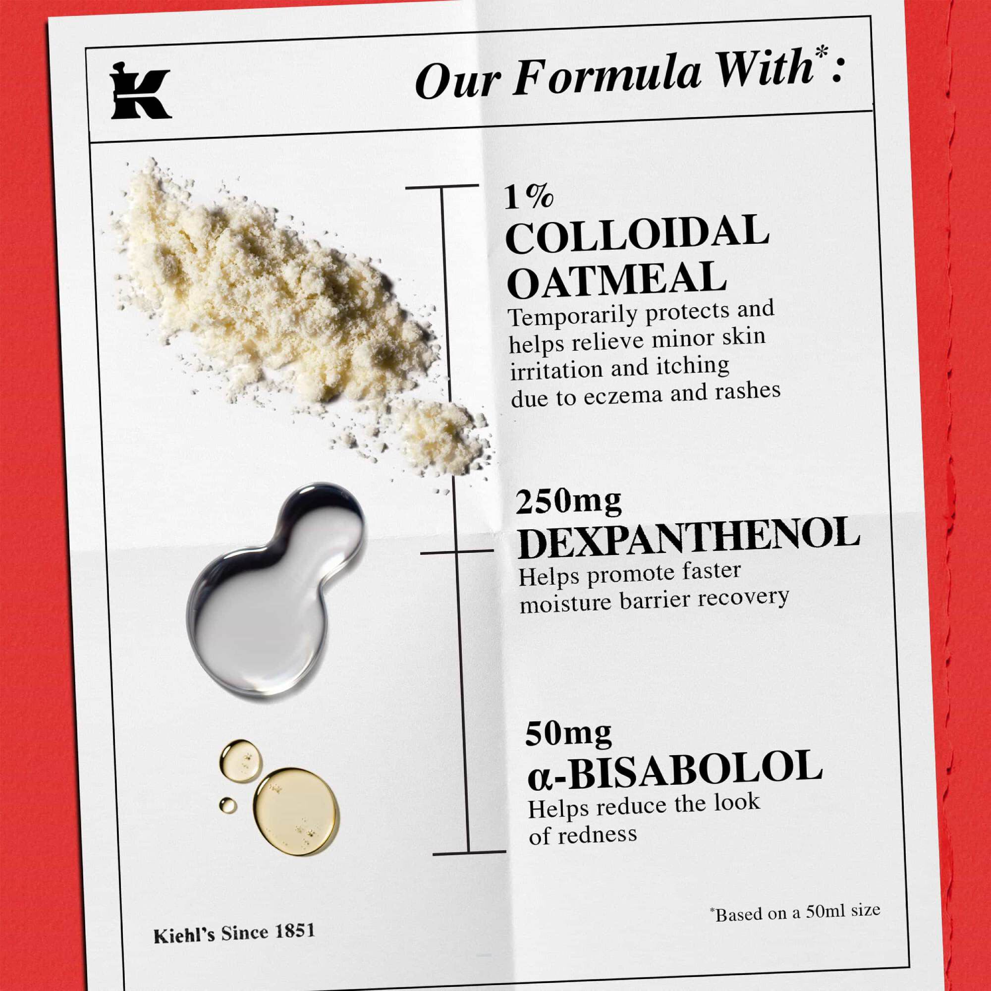 Lista sastojaka: 1% koloidne zobene kaše (ublažava manje iritacije kože), 250 mg dekspantenola (obnavljanje barijere) i 50 mg α-bisabolola (smanjuje crvenilo).