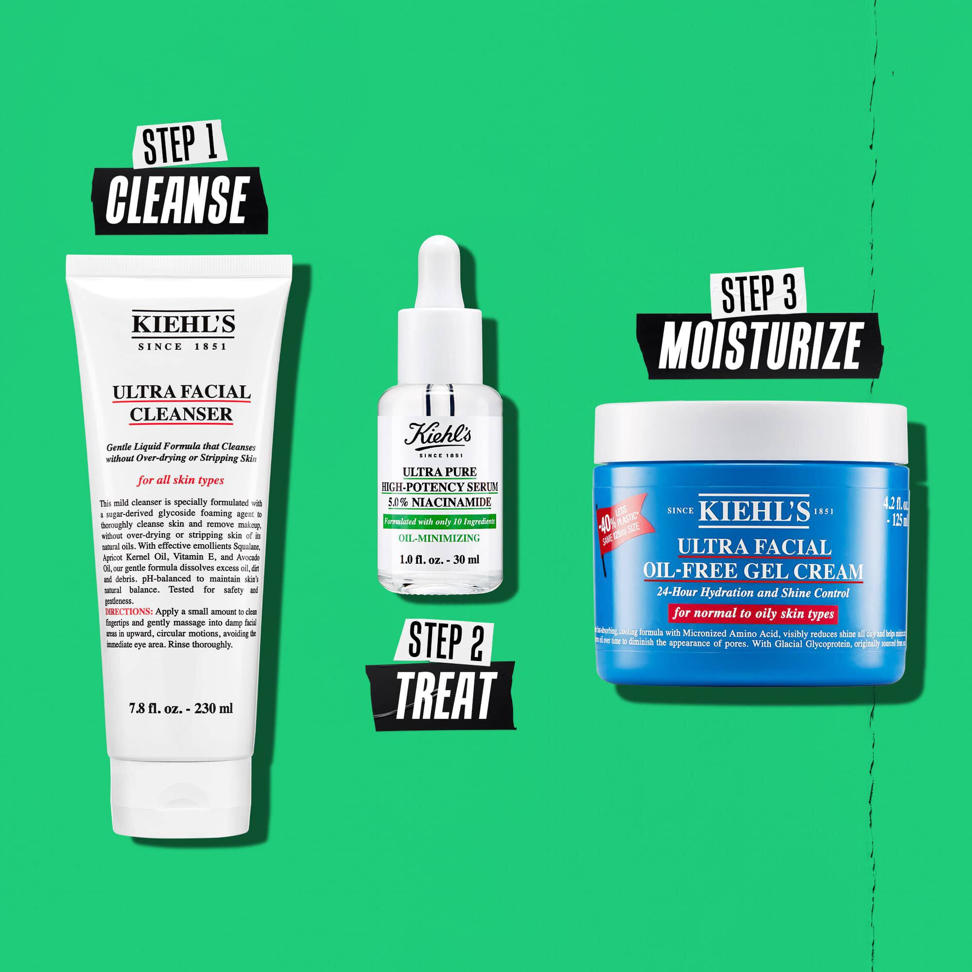 Ilustracija rutine sa Kiehl's Ultra Pure serumom