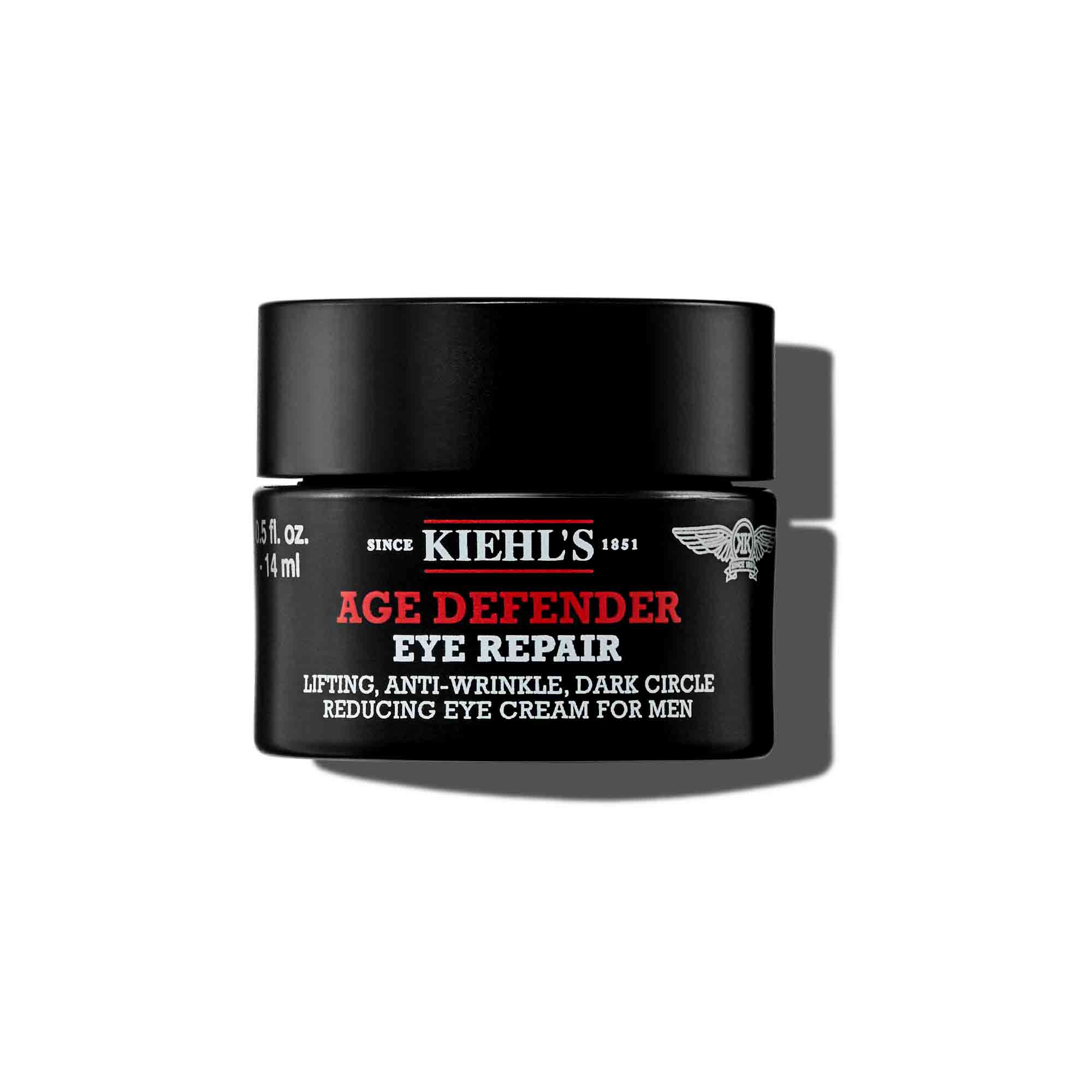 Posudica od 14 ml kreme Kiehl's Age Defender Eye Repair na beloj pozadini.