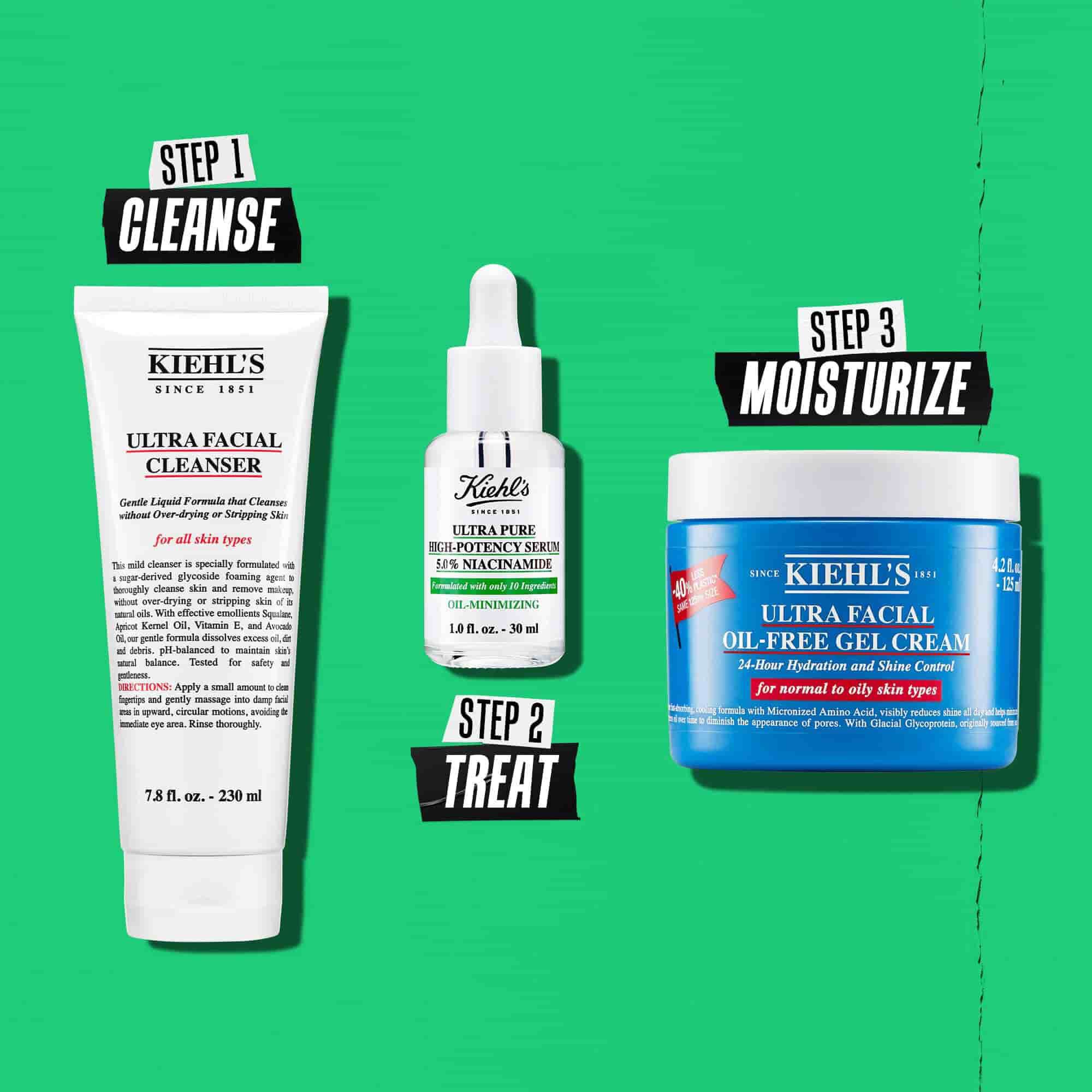 Ilustracija rutine sa Kiehl's Ultra Pure serumom