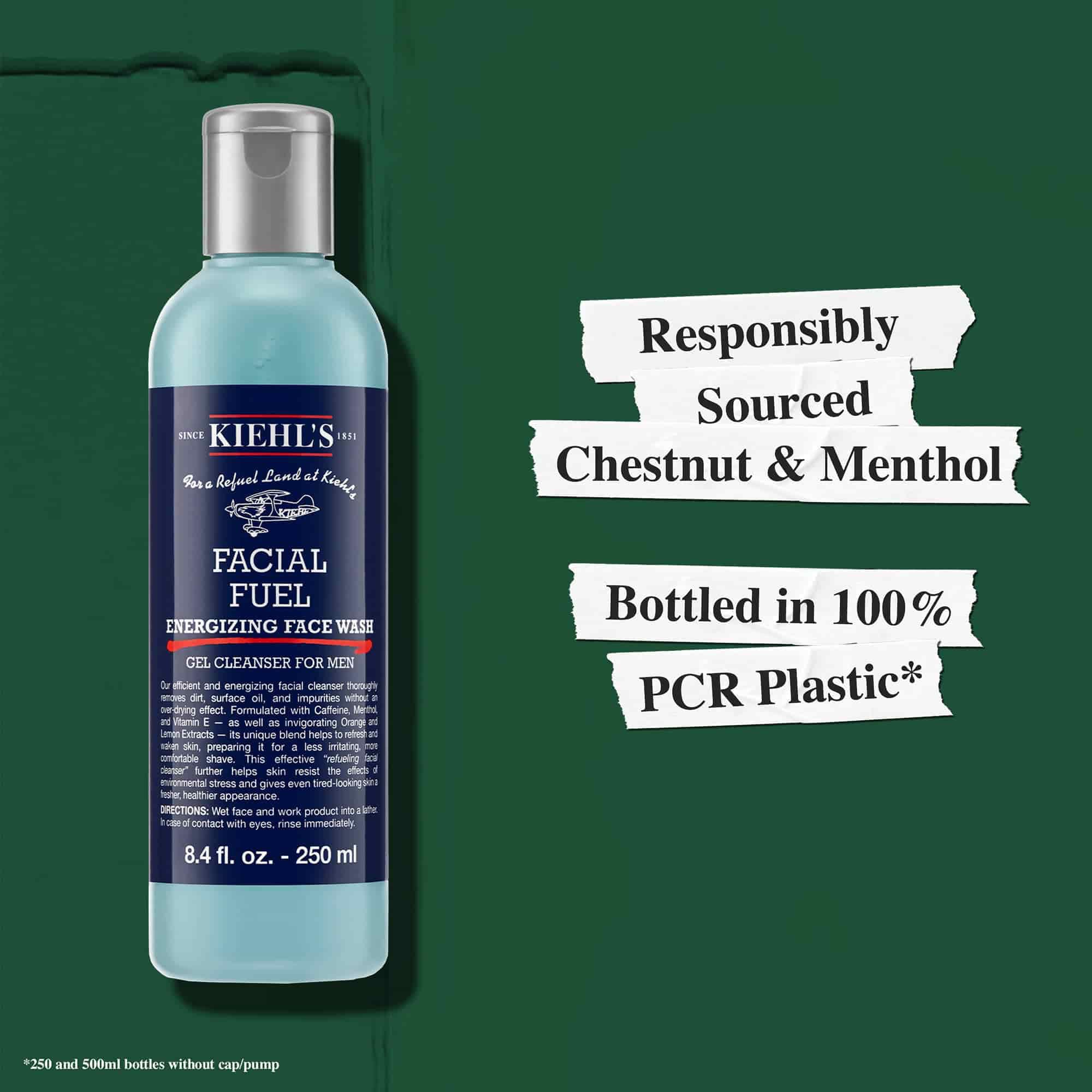 Facial Fuel energizirajući gel za pranje lica sadrži odgovorno nabavljene sastojke i upakovan je u 100% recikliranu plastiku (PCR)