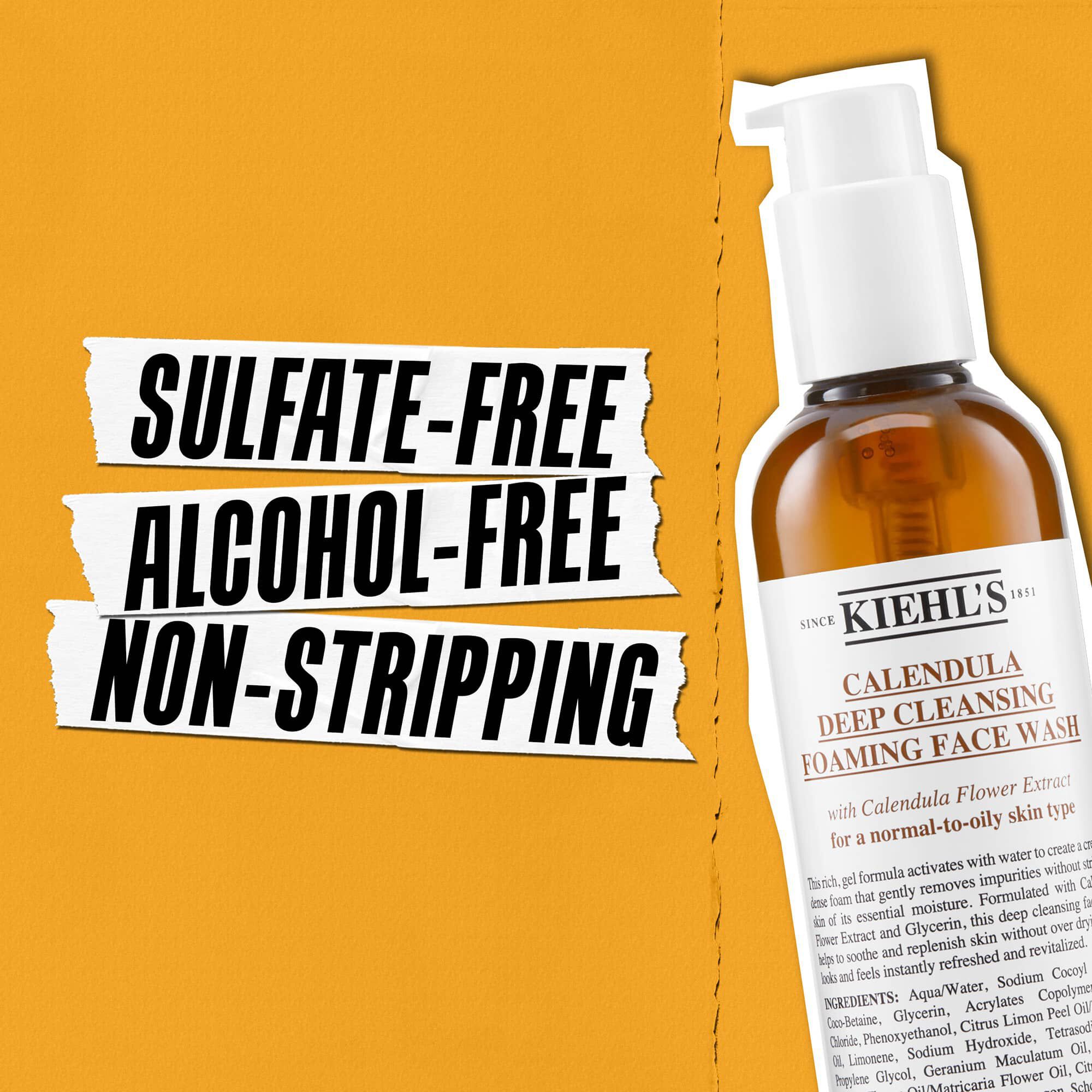 Kiehl's Calendula Deep Cleaning Foaming Face Wash ne sadrži sulfate ni alkohol i ne isušuje kožu