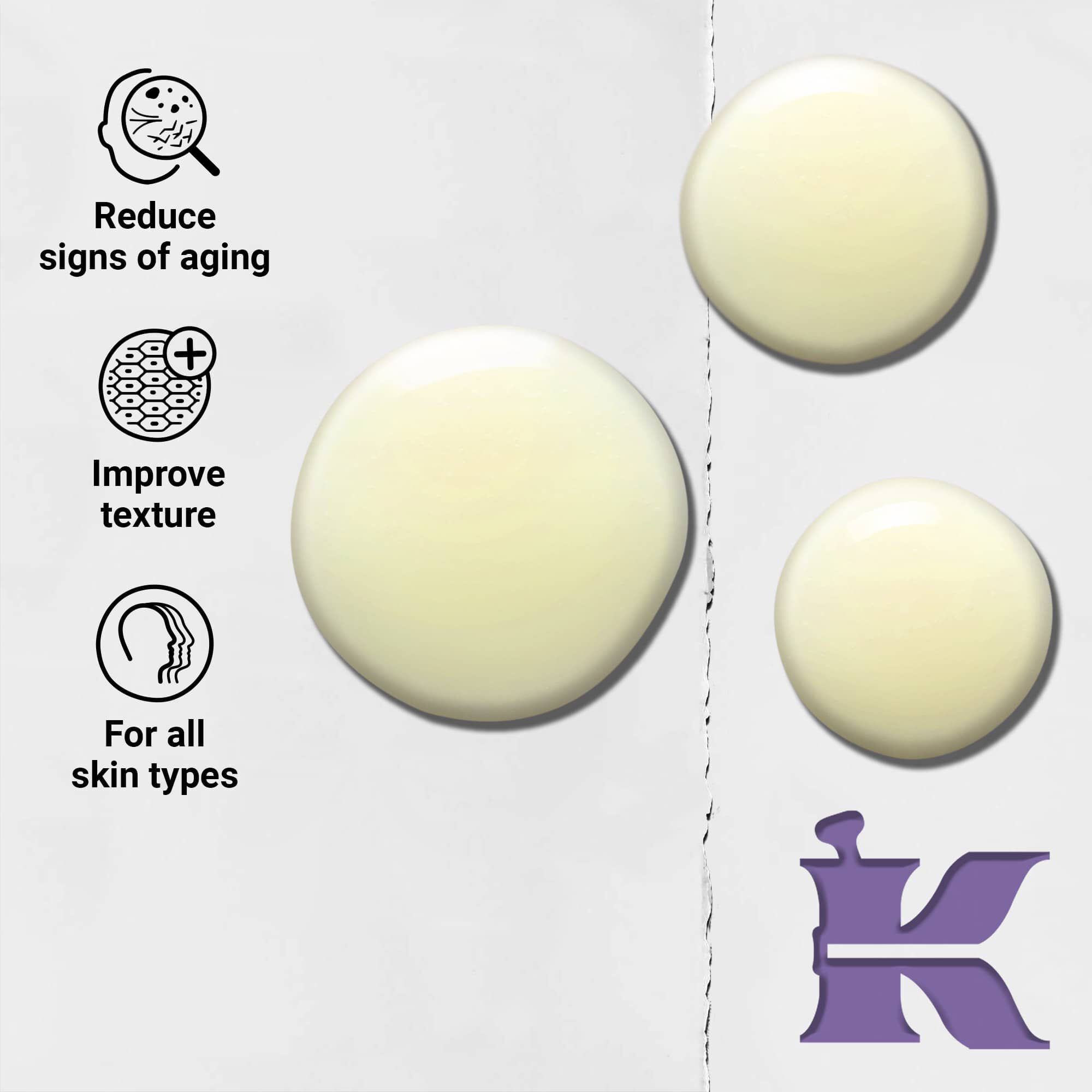 Fotografija teksture sa ikonama: smanjuje znakove starenja, poboljšava teksturu, formulisan za sve tipove kože