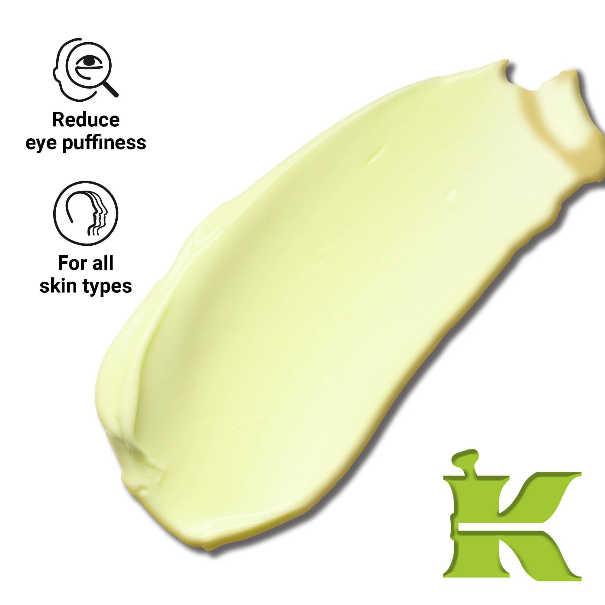 Fotografija teksture proizvoda sa ikonama – smanjuje natečenost oko očiju i pogodan je za sve tipove kože