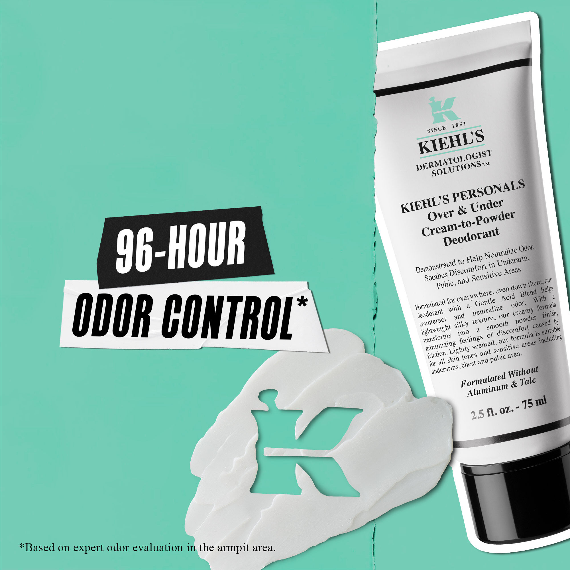 Over & Under Cream-To-Powder Deodorant tube – 96-Hour Odor Control