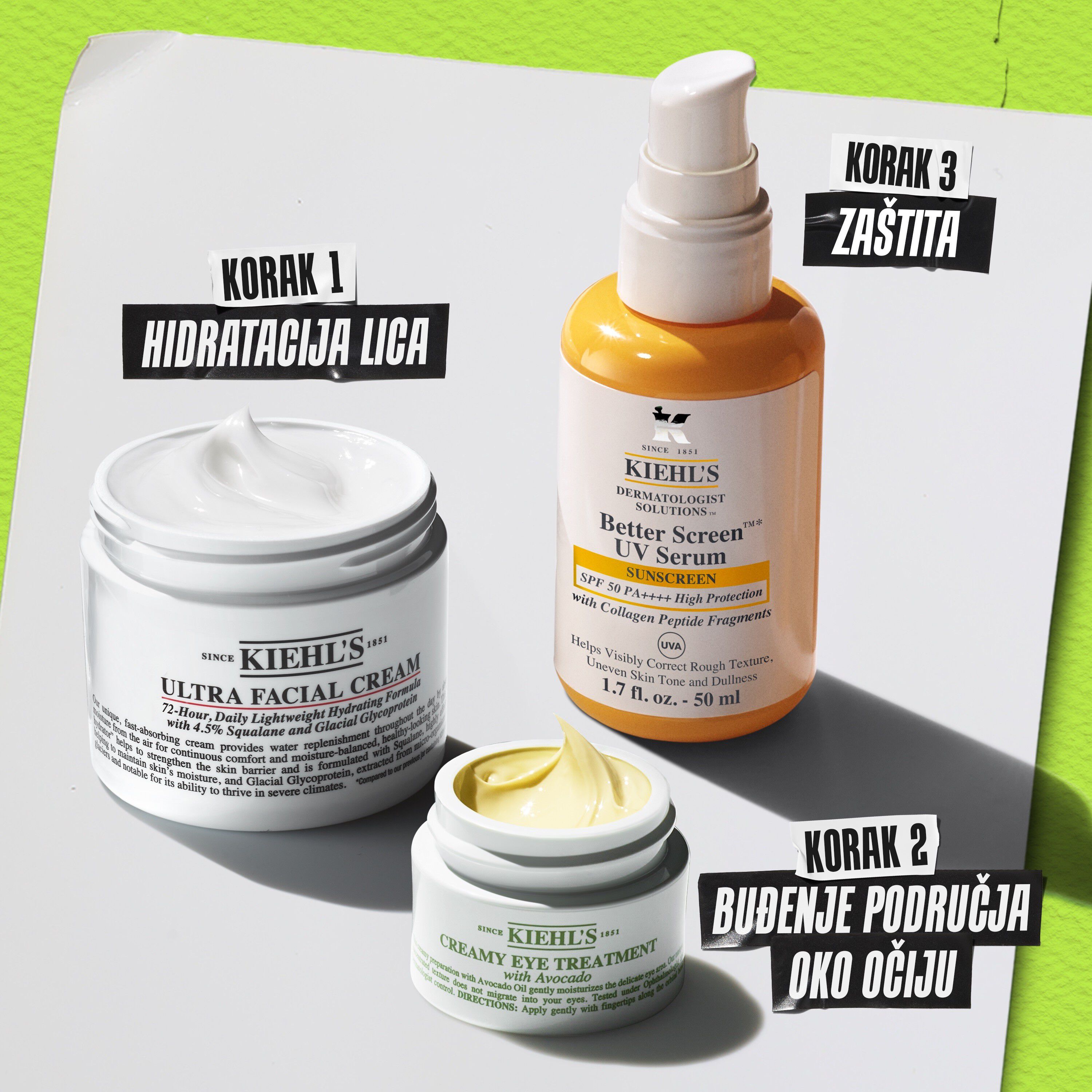 Rutina Kiehl's Creamy Eye Treatment sa avokadom – 1. korak čišćenje, 2. korak nega, 3. korak hidratacija