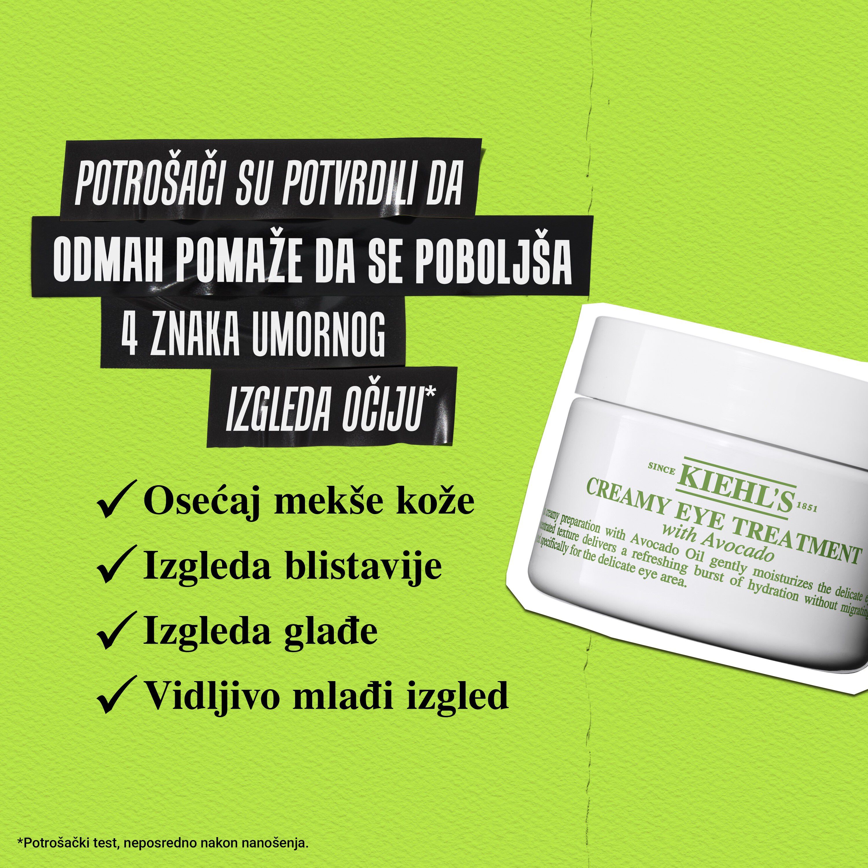 93% se slaže da područje oko očiju izgleda manje natečeno, glatkije i svetlije uz Creamy Eye Treatment sa avokadom