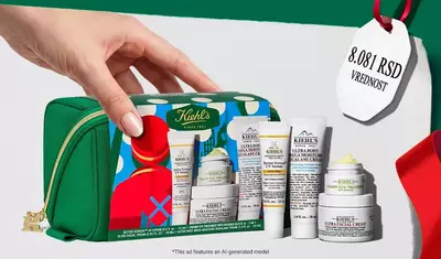 Hidratantni Holidai Hits "poklon set za negu kože na zelenoj pozadini, sa Ultra kremom za lice i kremastim tretmanom za oči sa avokadom u svečanom pakovanju.